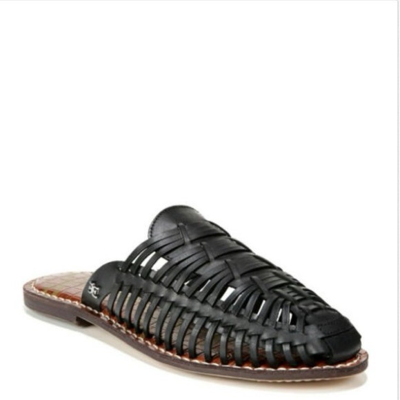Sam Edelman | Keelyn Black Leather Woven Huarache Mules Women’s 8 - Picture 1 of 10